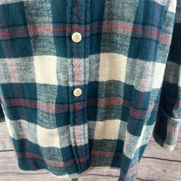 J. Crew Lumberjack Shirt size 4 Teal Red Plaid Flannel Button Up Casual Outdoors - Picture 6 of 8